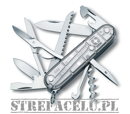 Victorinox Scyzoryk Huntsman, SilverTech transparentny, celidor, 91mm