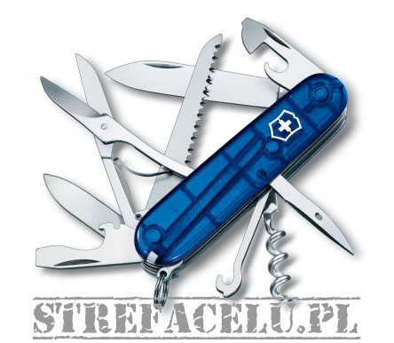 Victorinox Scyzoryk Huntsman, niebieski transparentny, celidor, 91mm