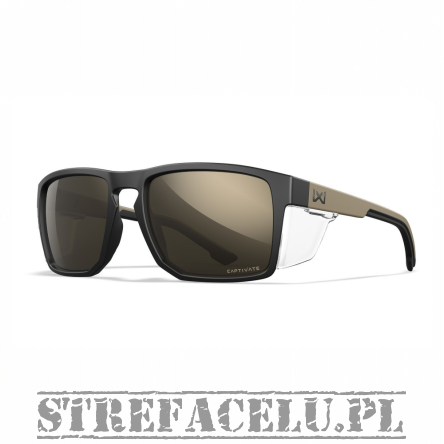 Okulary WileyX Founder CAPTIVATE™ Tungsten Mirror, Matte Black/Tan Frame