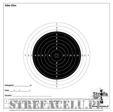 Tarcza strzelnicza karabin dowolny 50m - Kdw-50m - pierścieniowa - 20szt.